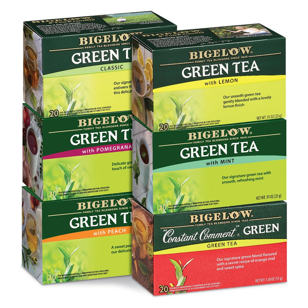 Bigelow Classic Green Tea bag steeping for a comforting morning cup.