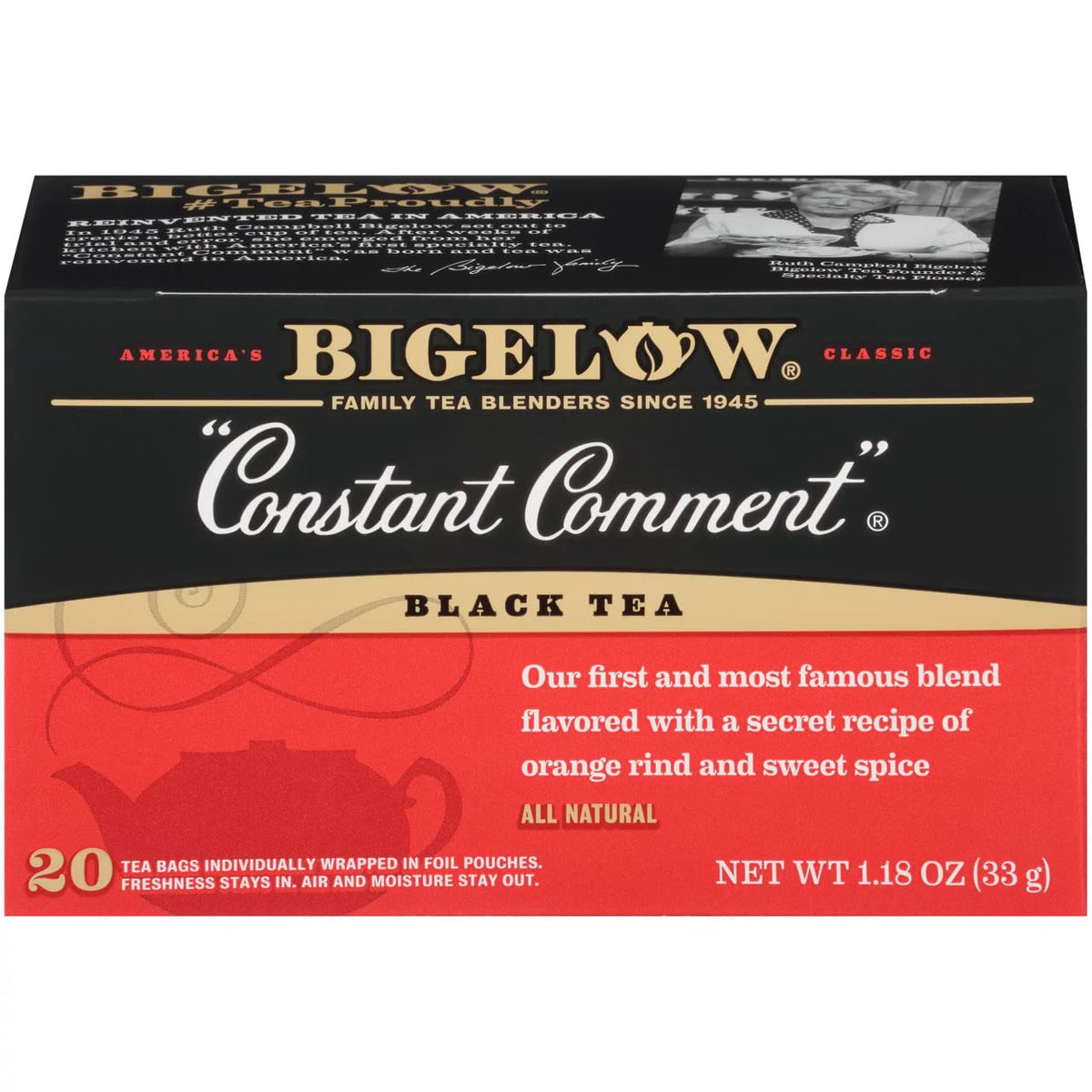Bigelow Constant Comment tea cup steaming, ideal for a comforting afternoon ritual