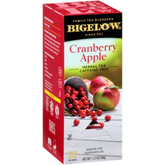 Bigelow Cranberry Apple Tea Bags closeup with foil-wrapped freshness