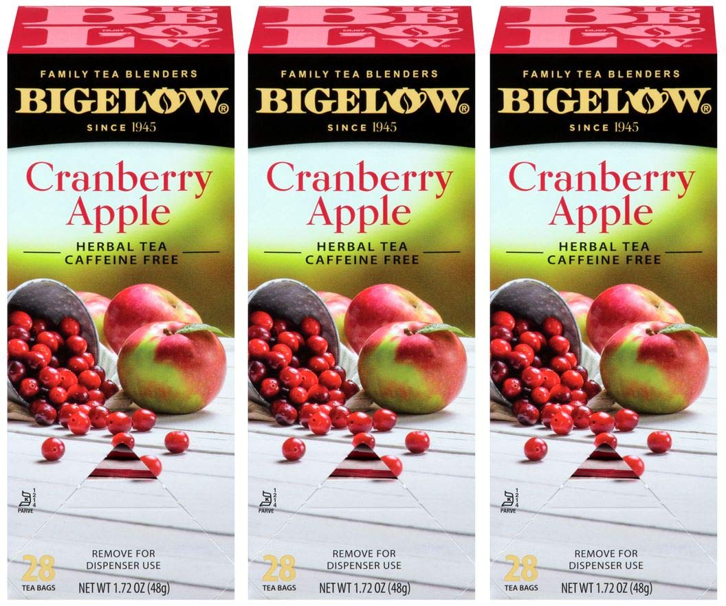 Bigelow Cranberry Apple tea bags front view for cozy home brewing