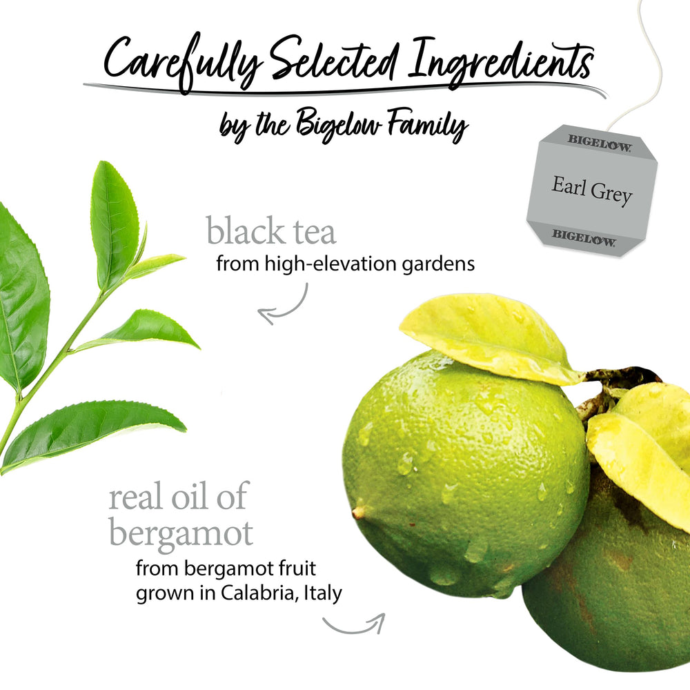 Hot or iced Bigelow Earl Grey tea with a lemon twist.
