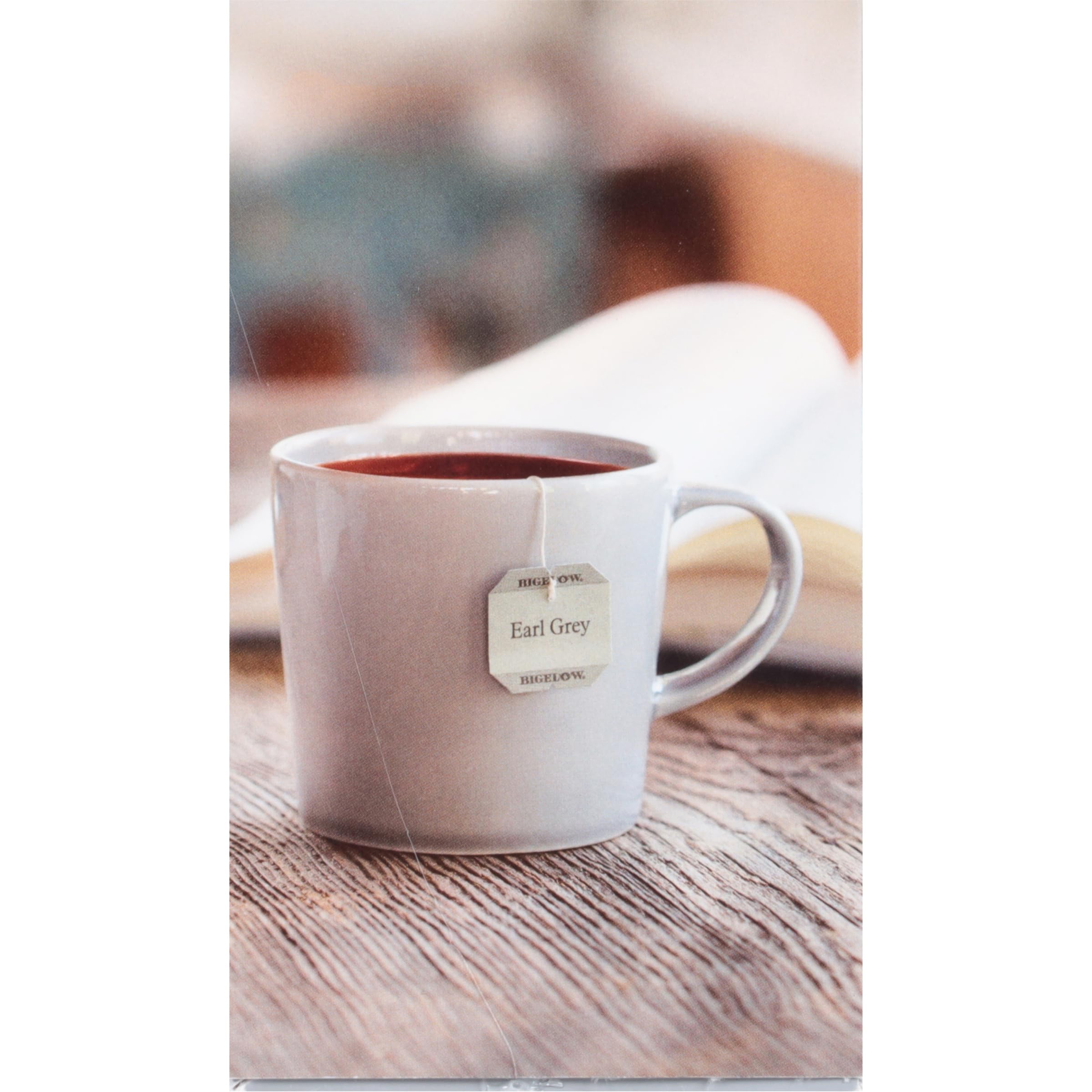 Bigelow Earl Grey tea bags in foil pouches preserve freshness and aroma.