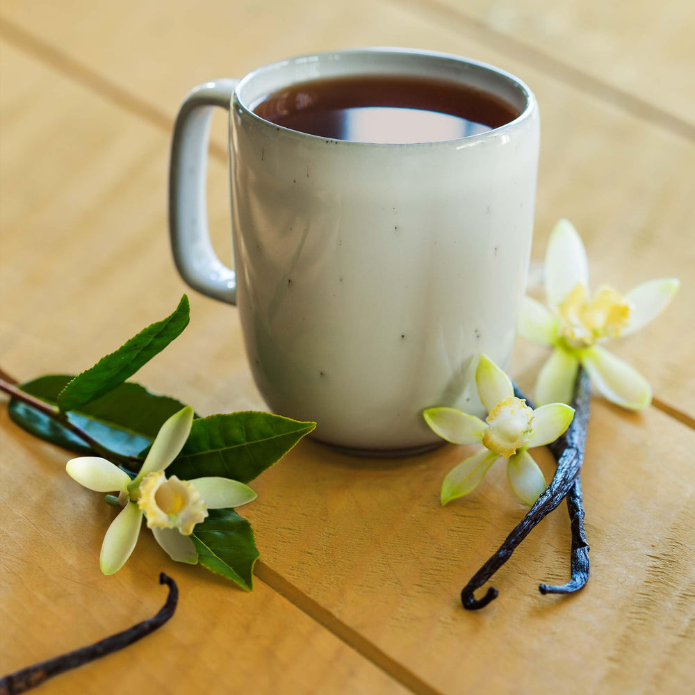 Foil-wrapped Bigelow vanilla tea bags keep flavor fresh.