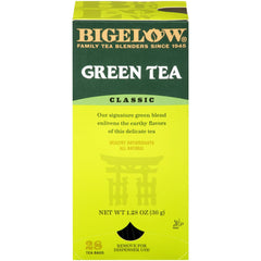 Bigelow Green Tea Bags box 28 front, ideal for everyday home brewing.