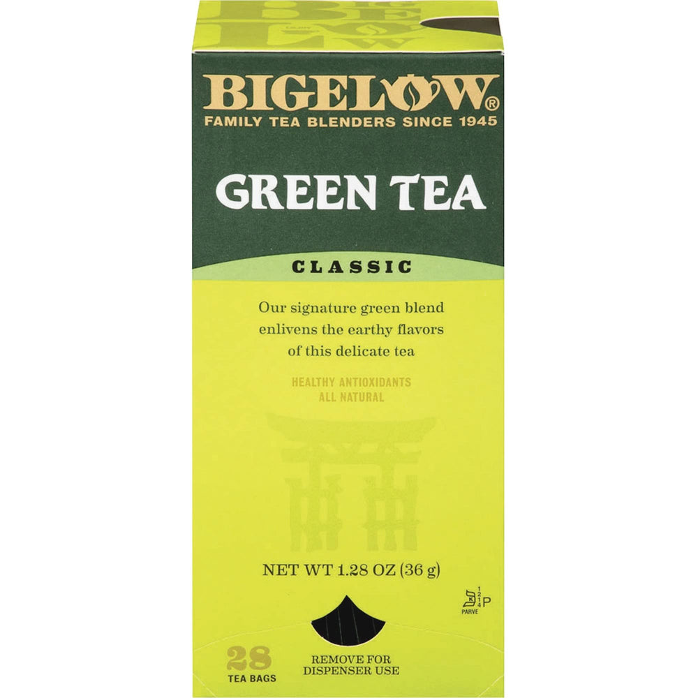 Bigelow Green Tea Bags brew ready cup for anytime.