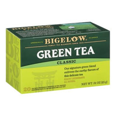 Bigelow Green Tea Bags tea leaves closeup, bright aroma.