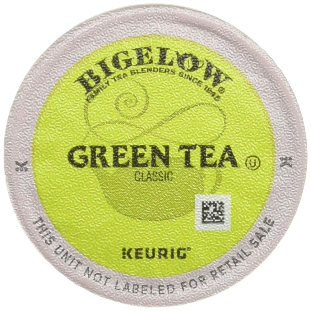 Bigelow Green Tea Keurig pods front view, convenient 24-pack for quick daily brews.