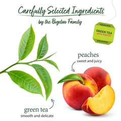 Bigelow Green Tea with Peach steeped cup image showing smooth flavor notes.
