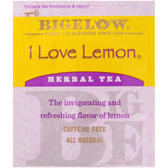 Bigelow I Love Lemon brew cup image suggests a sunny, uplifting cup of tea