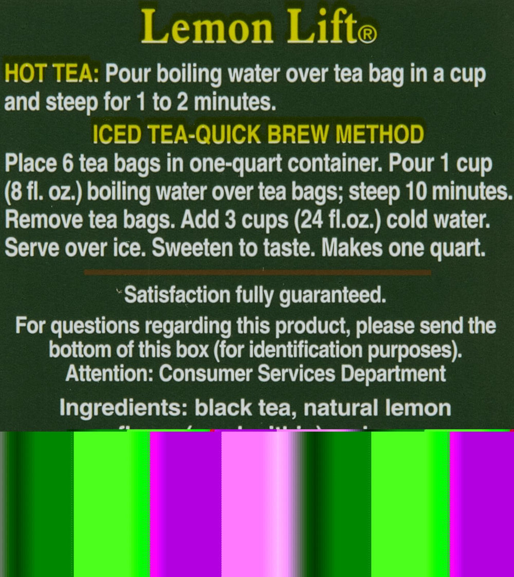 Bigelow Lemon Lift individual packs preserve freshness and flavor.