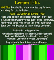 Bigelow Lemon Lift individual packs preserve freshness and flavor.