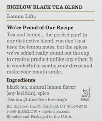 Bigelow Lemon Lift tea steeping aroma for a refreshing break.