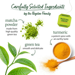 Bigelow Matcha Green Tea with Turmeric box front showcasing product branding