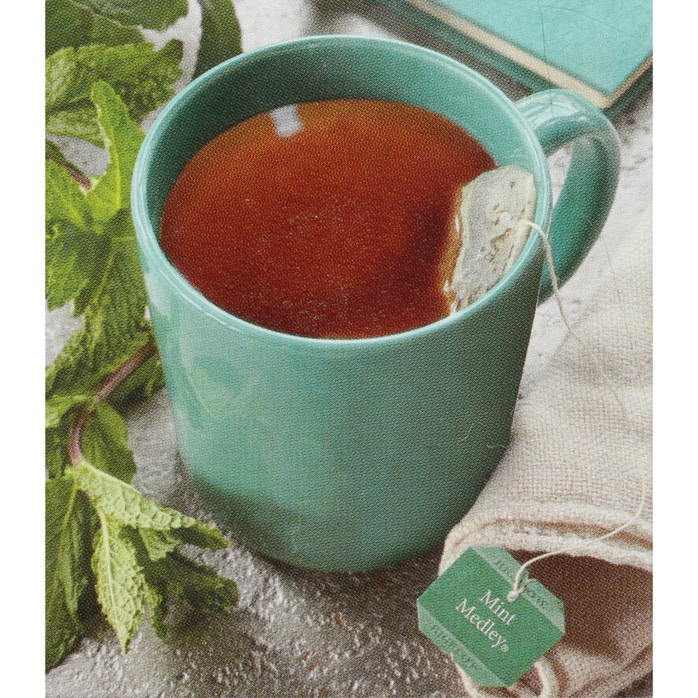 Bigelow Mint Medley 20-count box packaging for fresh aroma on the go.