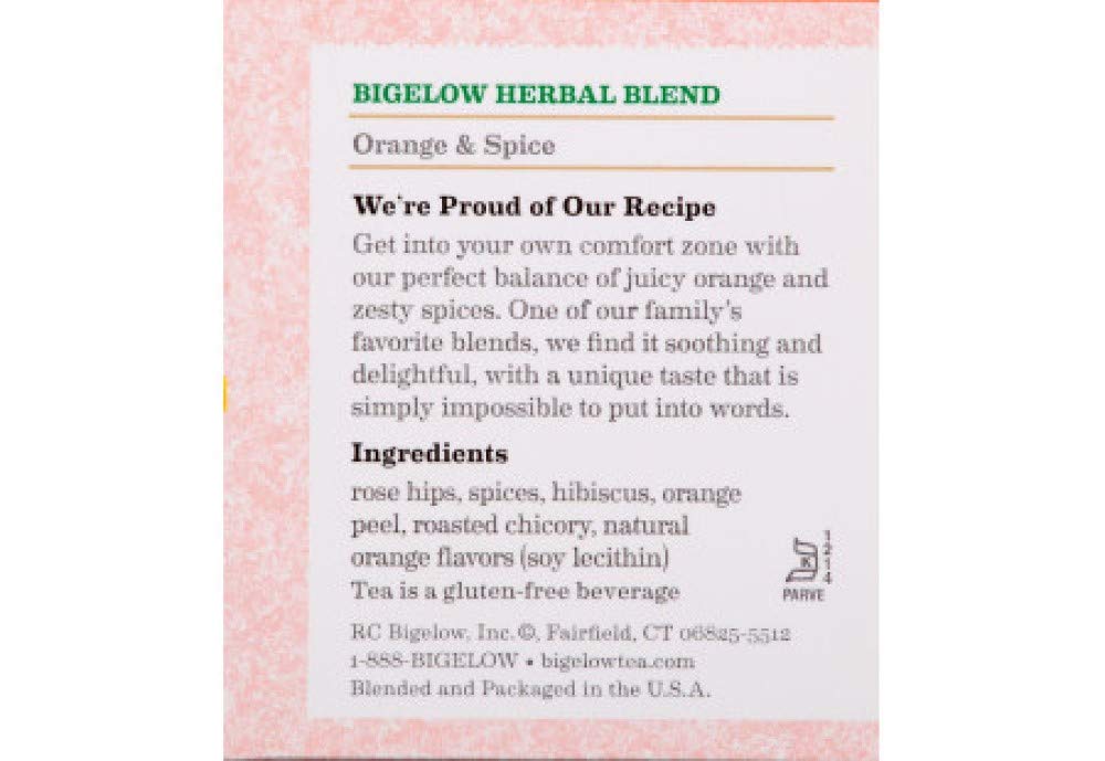 Bigelow Orange and Spice Tea aroma-notes, citrus and spice for daily ritual.