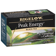 Bigelow Peak Energy tea bags pack ready to brew.