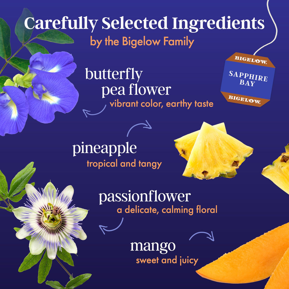Blue tea poured into a cup showcasing its distinctive hue