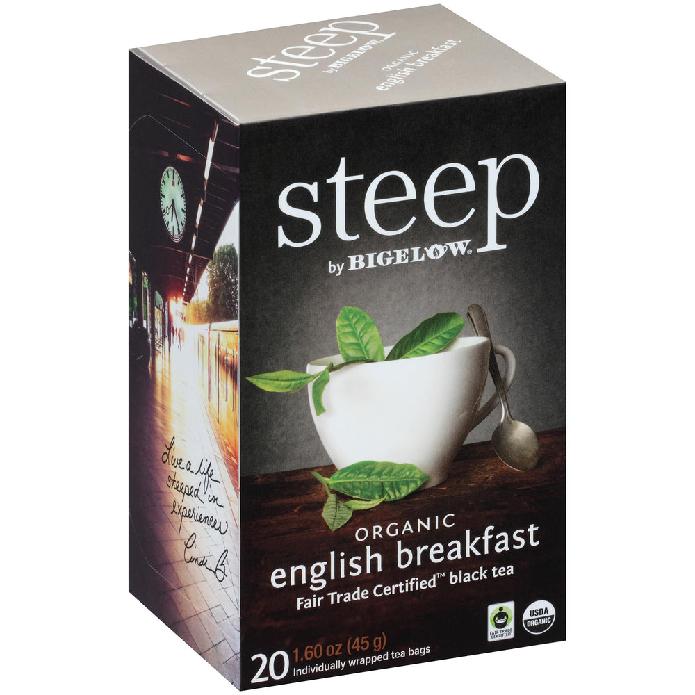 Bigelow Steep English Breakfast tea box with 120 bags, energizing mornings