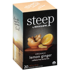 Bigelow Steep Lemon Ginger Tea cup with citrus aroma for a refreshing moment