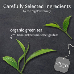 Bigelow Organic Green Tea being brewed in a cup for a fresh sip