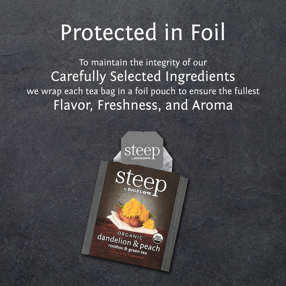 Bigelow Rooibos and Green Tea cup scene showing balanced aroma for afternoon relaxation.