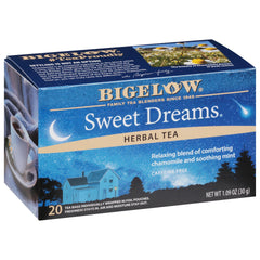 Bigelow Sweet Dreams tea bags pack for calm evenings