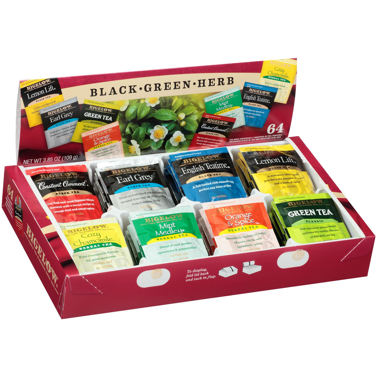 Bigelow Tea Assortment front cover, ideal for trying eight flavors.