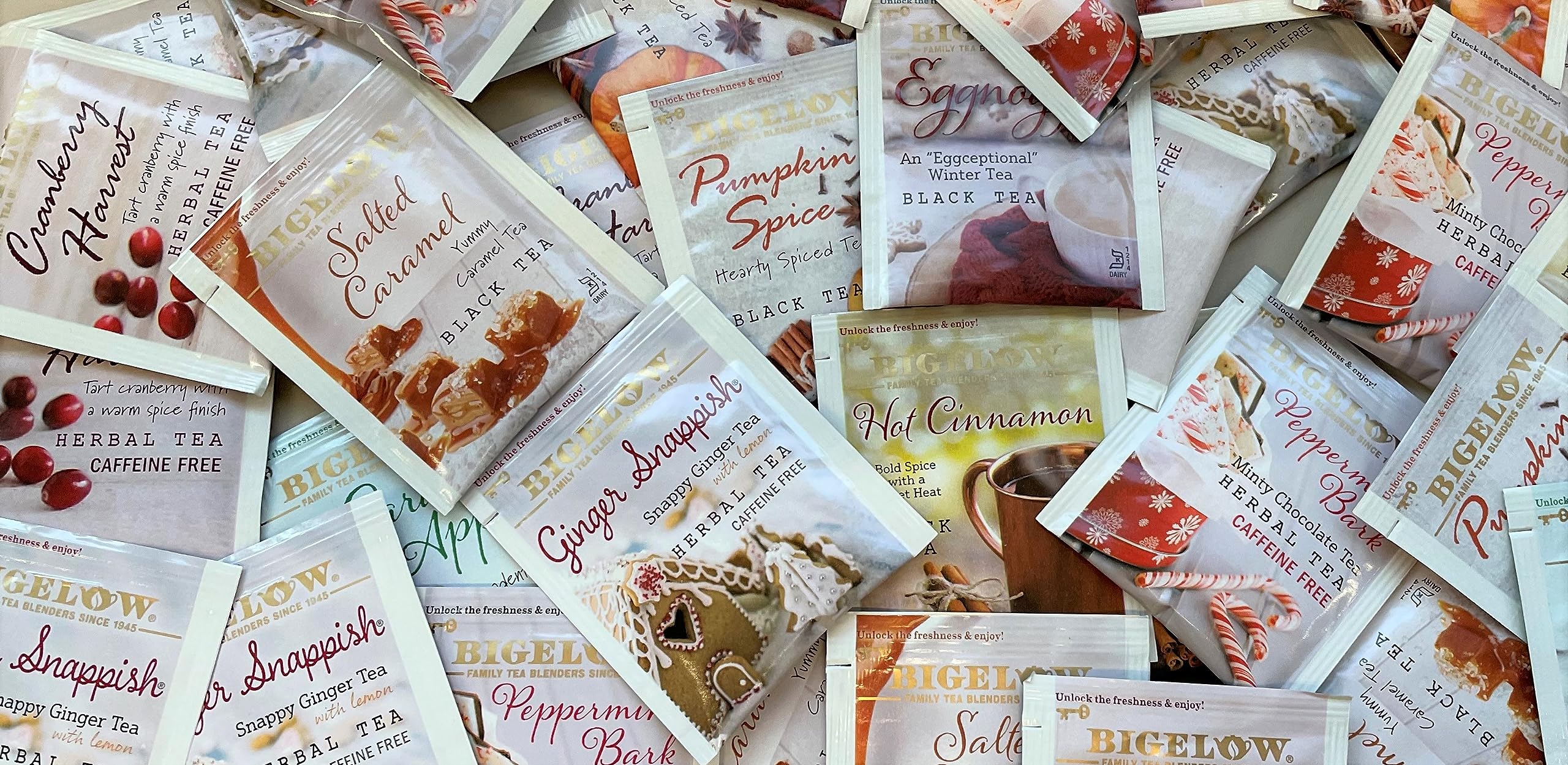 Bigelow 108-count tea bags multi-pack for on-the-go enjoyment.