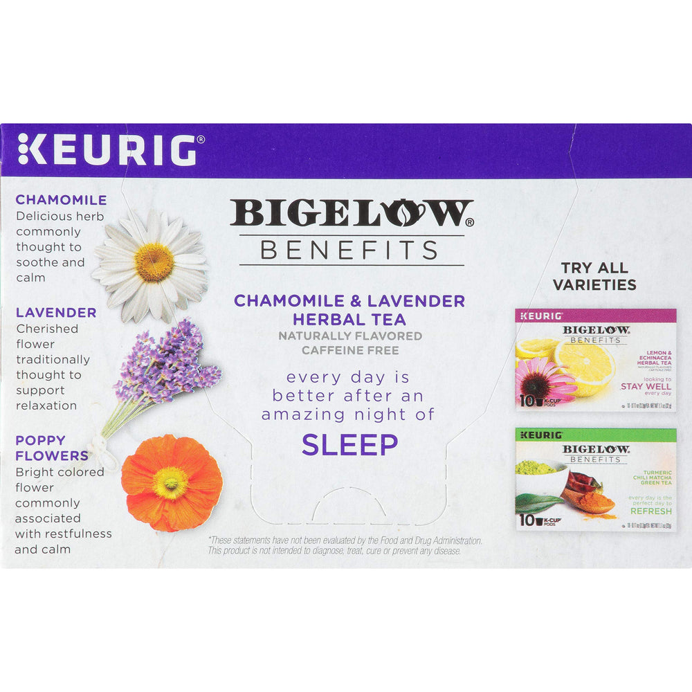 Close-up of chamomile and lavender ingredients used in Bigelow Sleep tea.