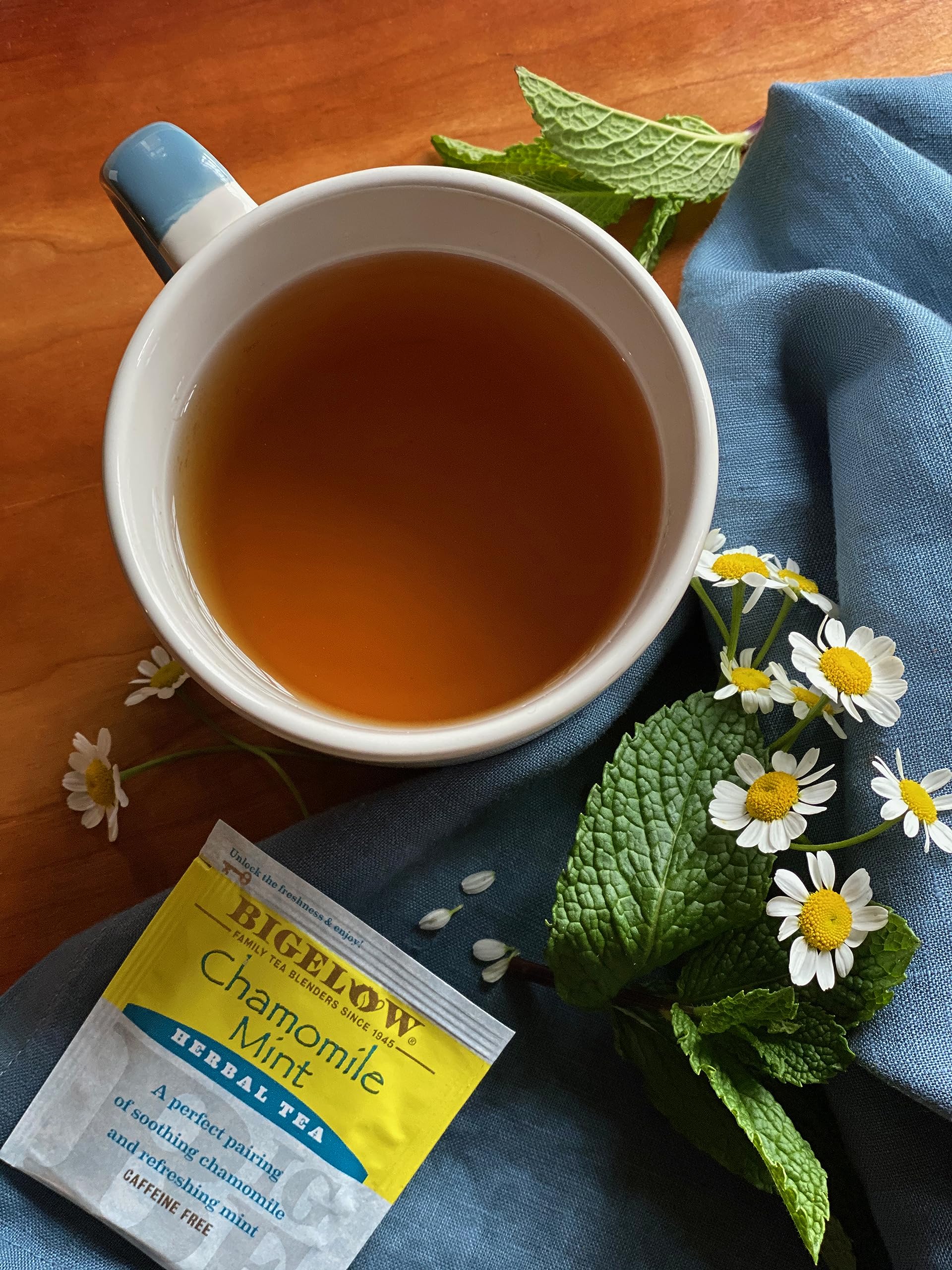 Bigelow Chamomile Mint foil-packaged tea with peak flavor and aroma