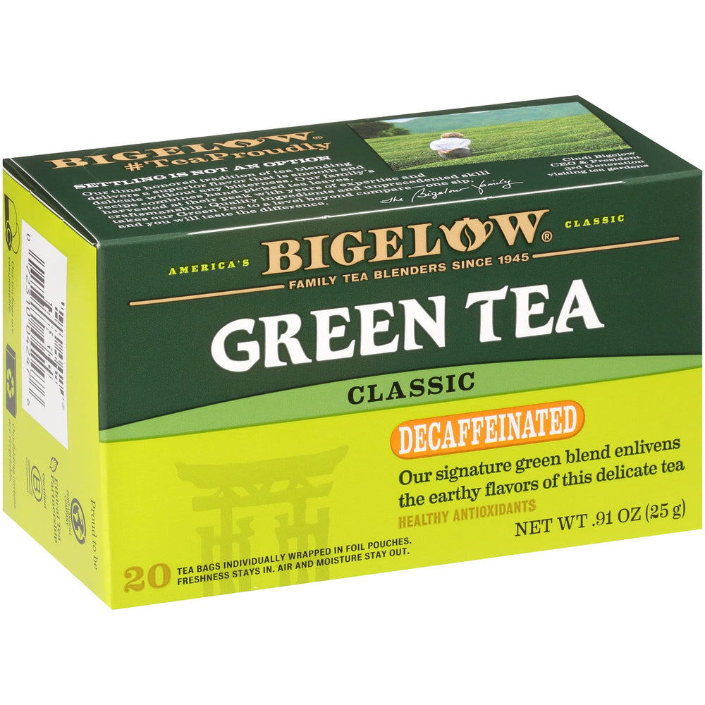 Bigelow Classic Green Tea bags in a box, smooth and aromatic daily cup