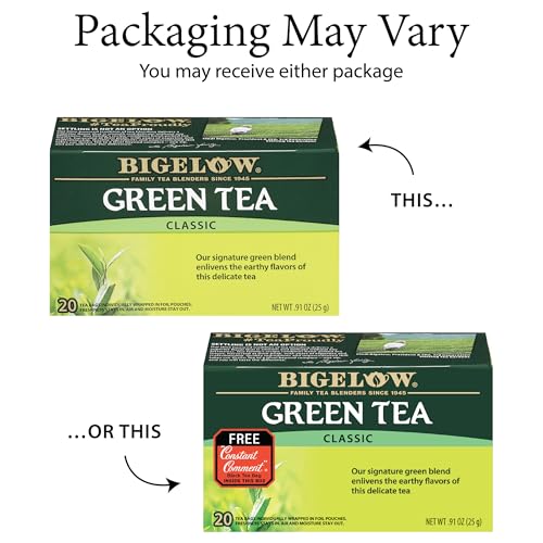 Bigelow Classic Green Tea boxes in a six-pack display for everyday refreshment