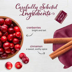 Gluten-free and calorie-free Bigelow Cranberry Harvest packaging on display.