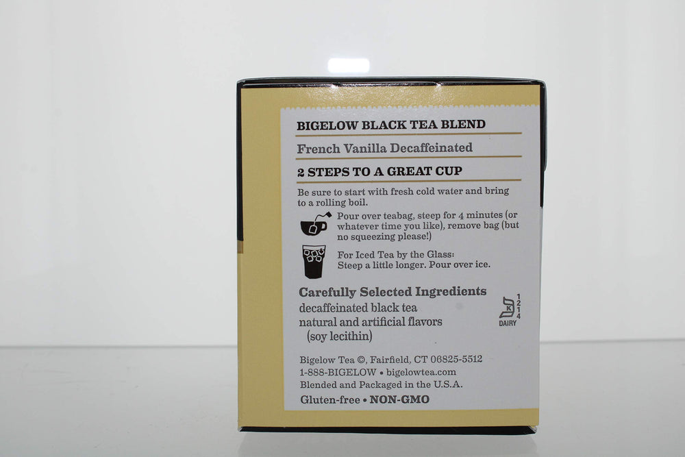 Close-up of vanilla aroma from Bigelow decaf tea