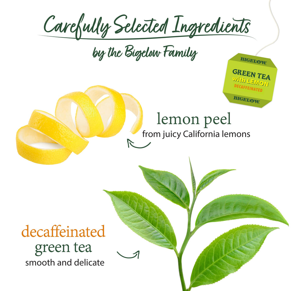 Bigelow decaffeinated green tea with lemon cup steaming for a soothing afternoon.