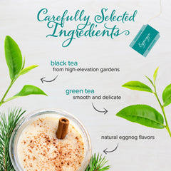 Steaming cup of Bigelow Eggnogg'n Black Tea evokes a cozy morning ritual.