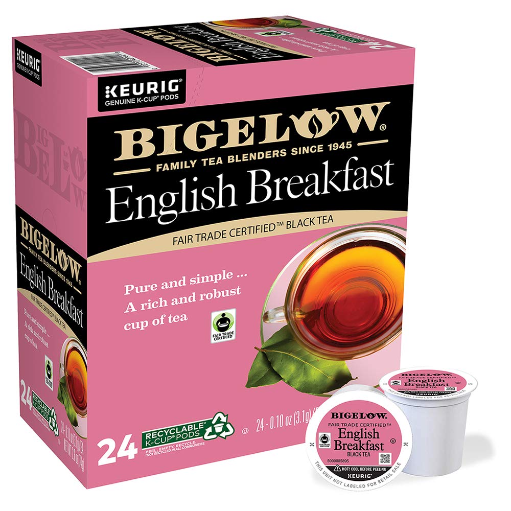 Bigelow English Breakfast box front, premium packaging for a reliable morning brew