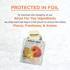 Bigelow tea bag inside a foil pouch preserves peak flavor and freshness