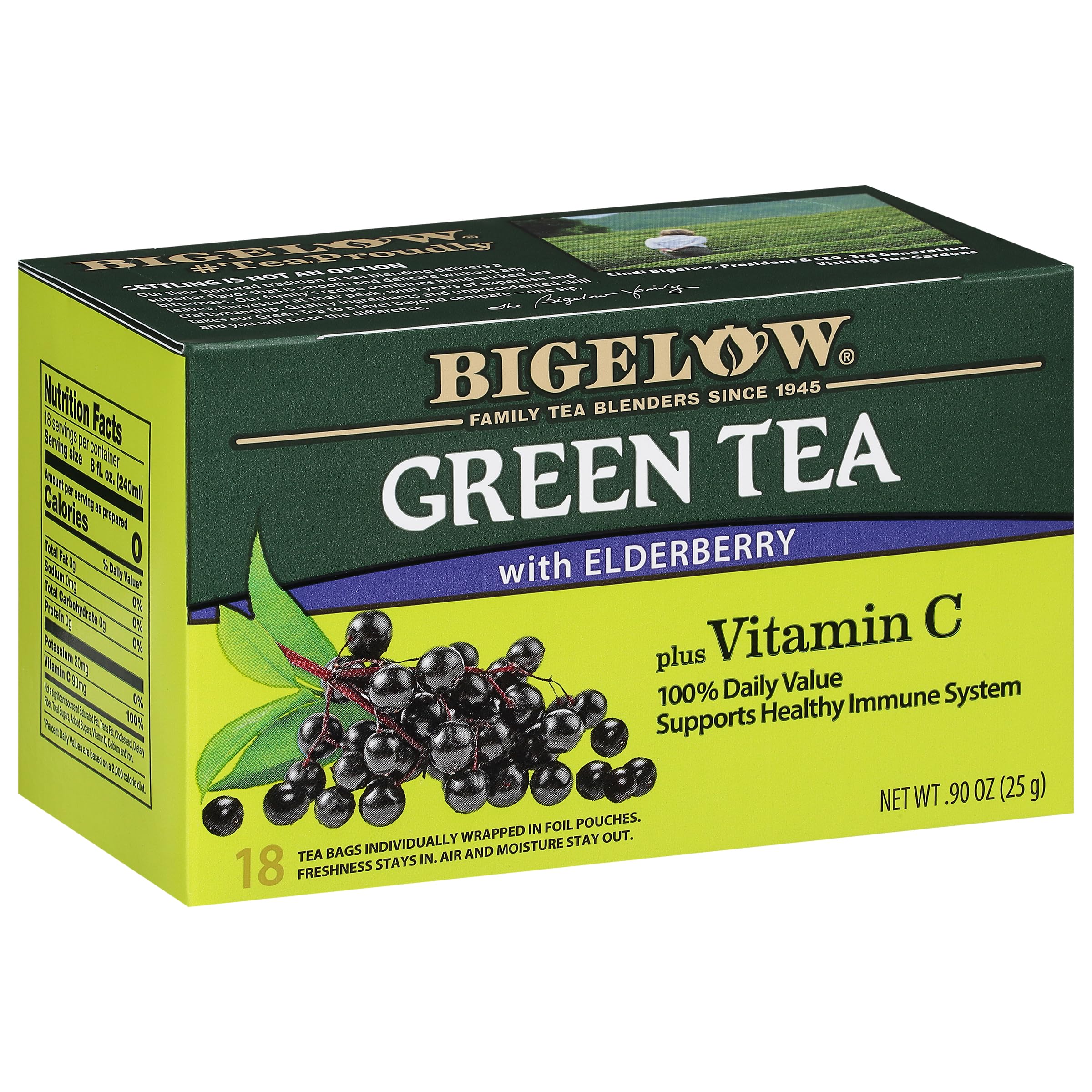 Bigelow Tea green-tea-elderberry-bags for a refreshing daily cup