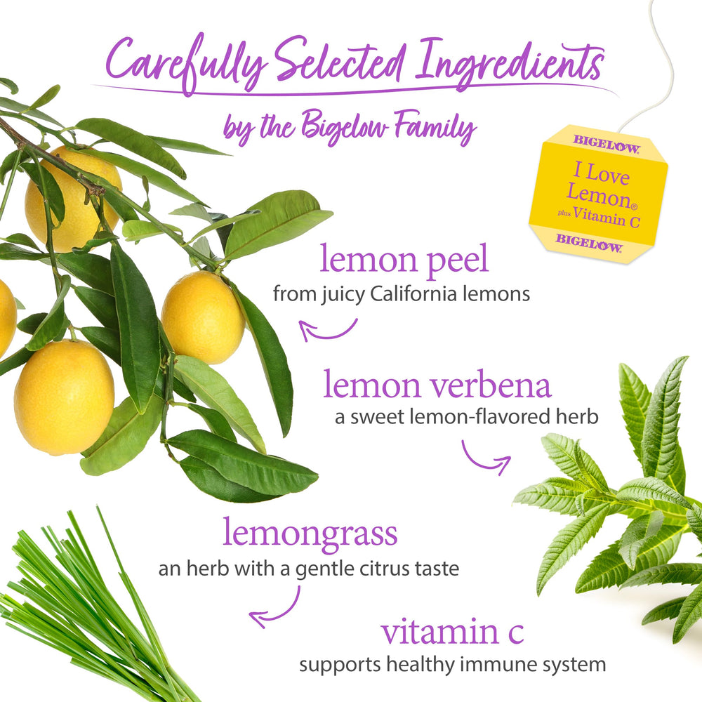 Brewing a cup of Bigelow I Love Lemon with Vitamin C aroma.