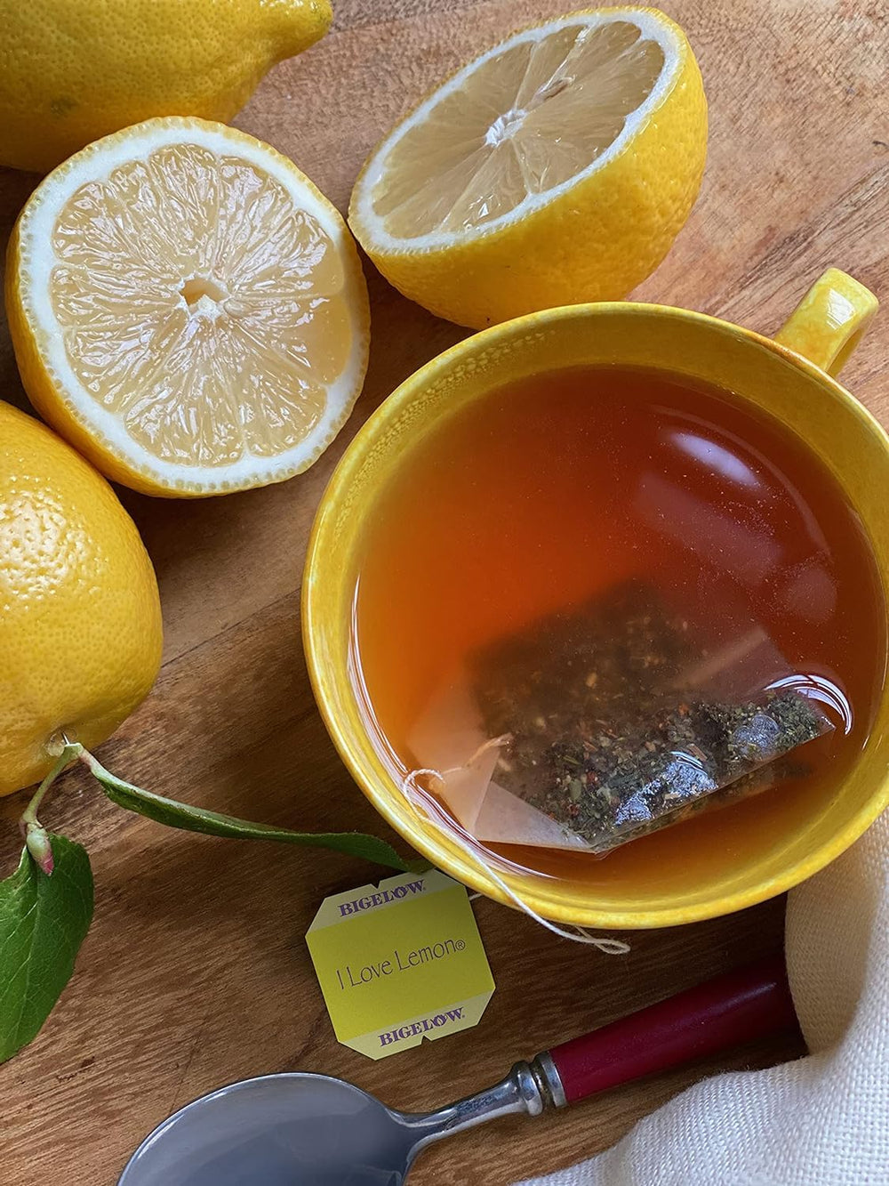 Bigelow I Love Lemon tea bags in package for on-the-go flavor.