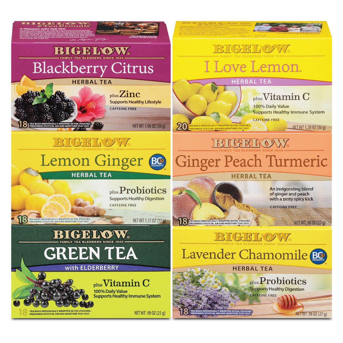 Bigelow Tea Immunity Blackberry Citrus bags for daily immune-support and bright flavor