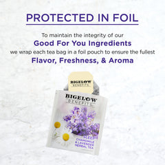 Kitchen counter scene with Bigelow Tea sleep blend, inviting relaxation ambiance.