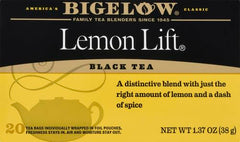 Bigelow Lemon Lift cup captures steaming tea ready to sip.