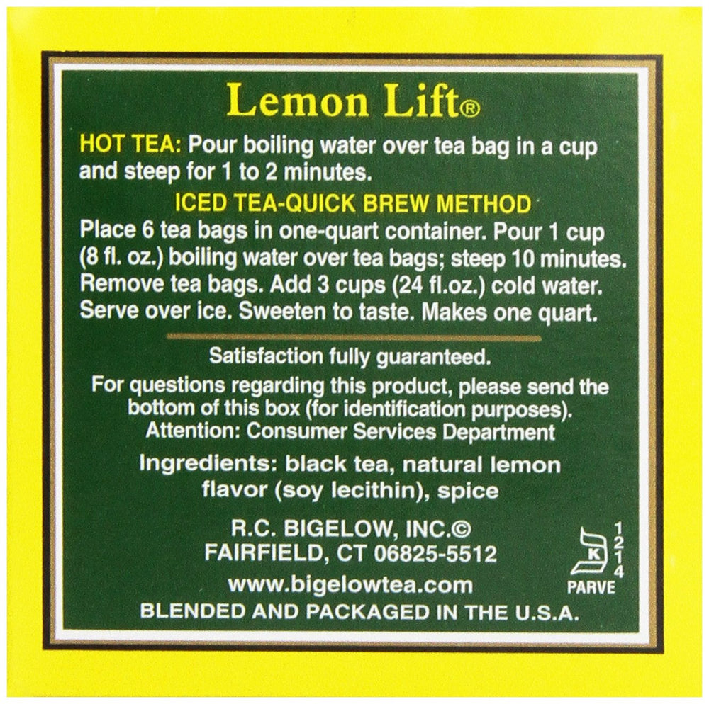 Bigelow Lemon Lift kettle steaming beside a mug.