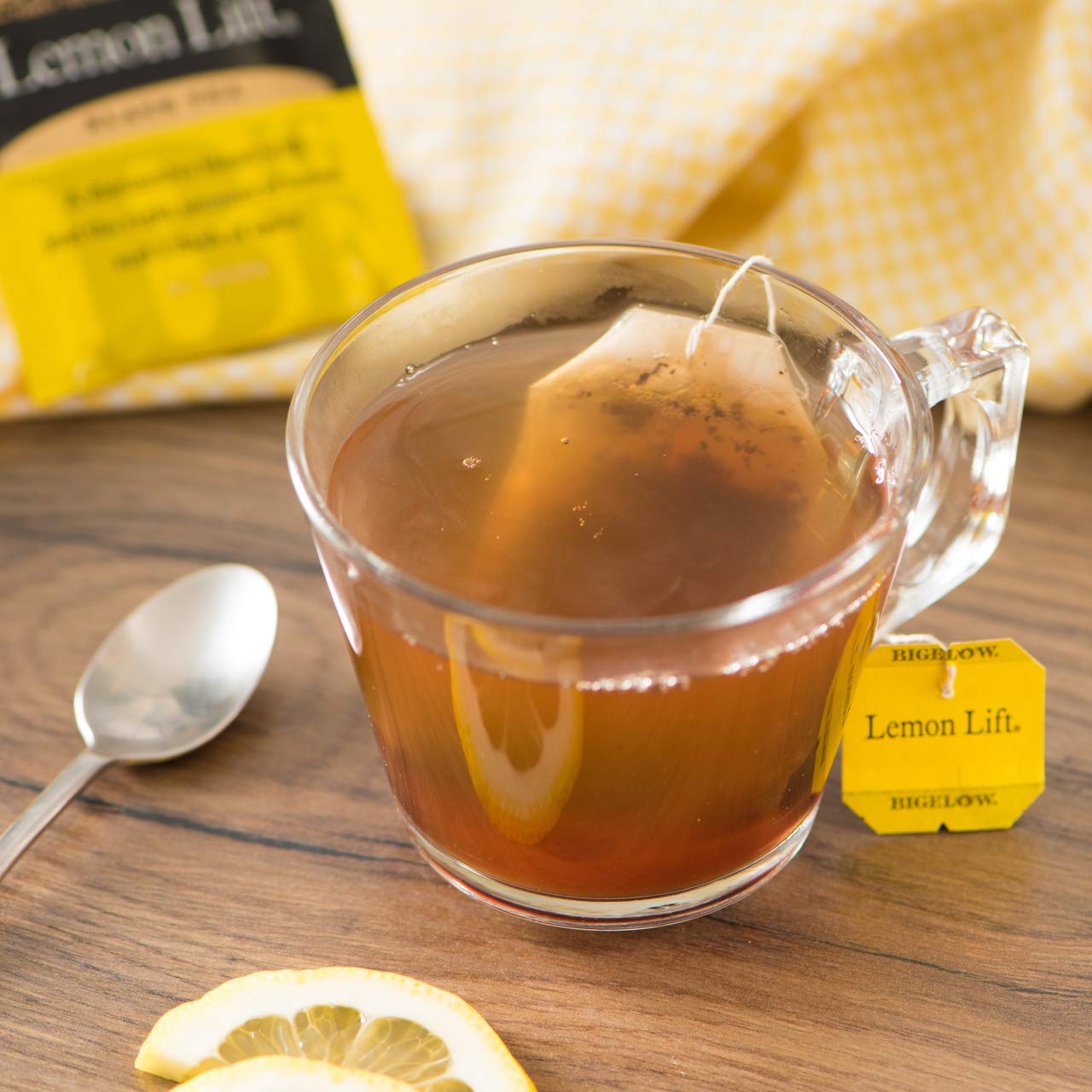 Bigelow Lemon Lift shelf display shows inviting tea selection.