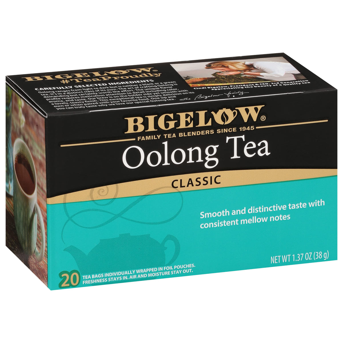 Bigelow Tea Oolong Tea bags in foil packets preserve flavor and aroma.
