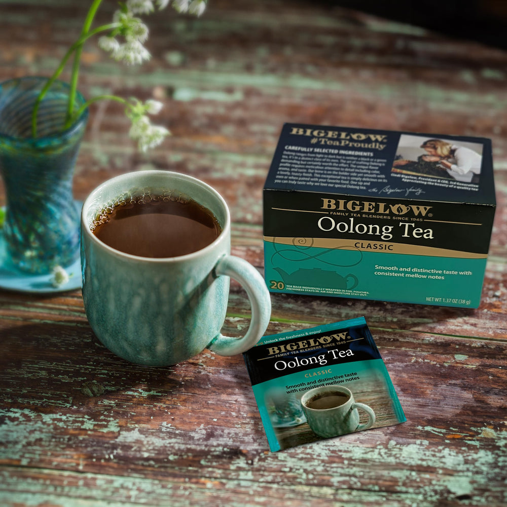 Bigelow Tea Oolong Tea cup steaming ready for a smooth pour.