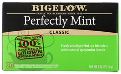 Bigelow Perfectly Mint Black Tea bags with mint aroma for a refreshing start