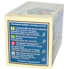 Bigelow Tea six assorted teas on kitchen counter for daily flavor variety.